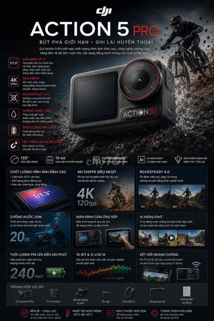 Camera hành trình DJI Osmo Action 5 Pro 4K 120fps. Mua bán Máy ảnh, Máy quay tại Thành phố Thủ Đức Tp Hồ Chí Minh được đăng bởi S A P A U S  Drone hình 1