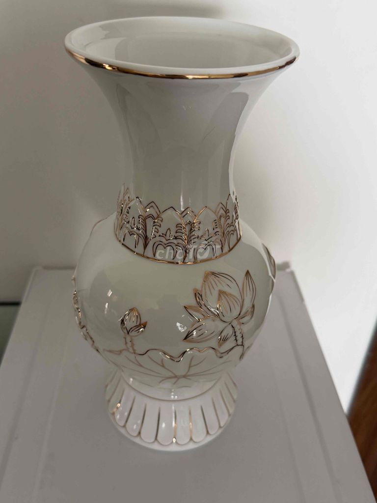 Bình trưng hoa Sứ Trắng viền vàng. Mua bán Cây cảnh, đồ trang trí tại Huyện Bình Chánh Tp Hồ Chí Minh được đăng bởi Dung hình 1