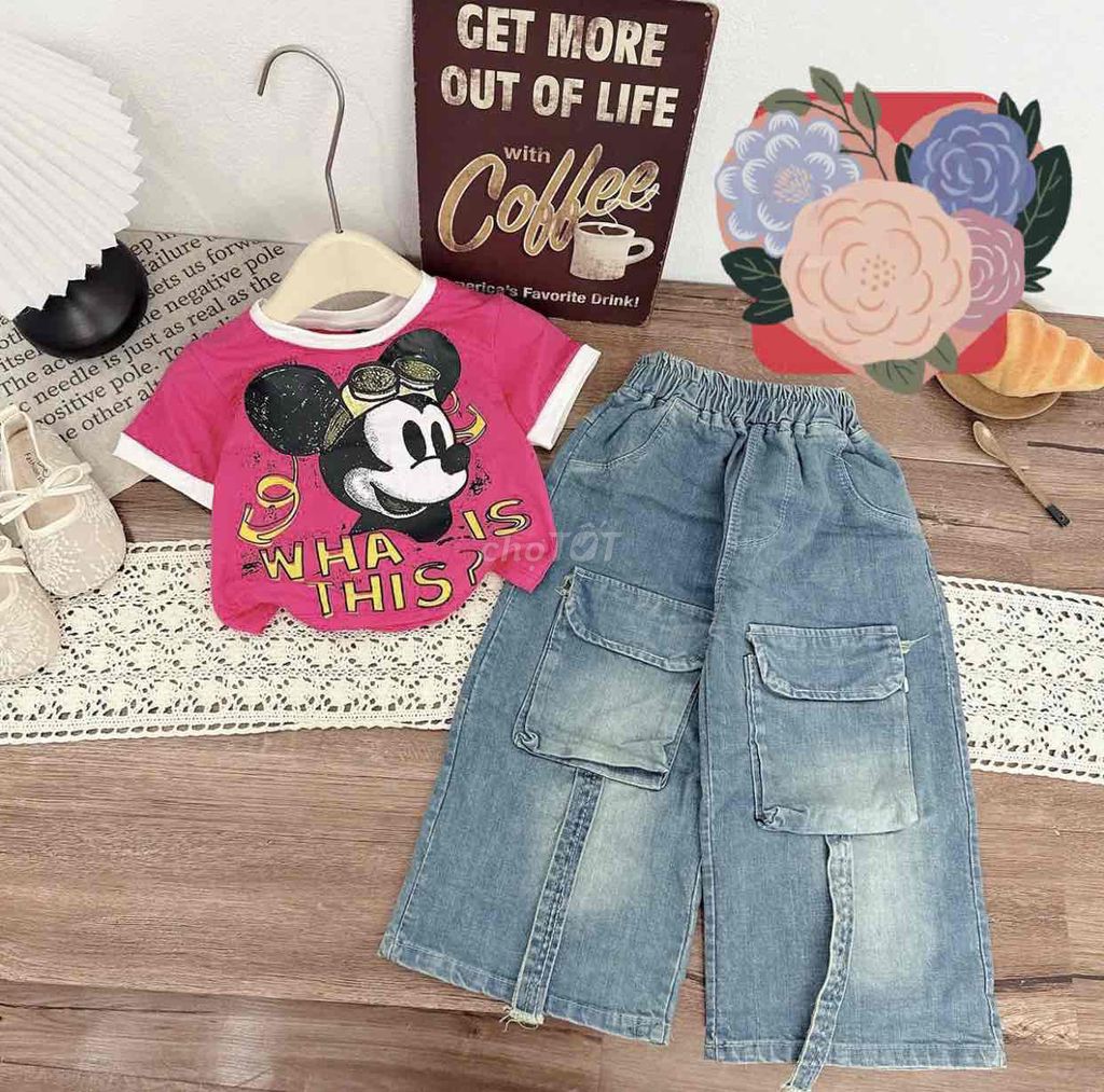 #Sét bộ micky , áo cotton 4c quần bò cho bé gái (s. Mua bán Mẹ và bé tại Quận Hải An Hải Phòng được đăng bởi Nguyễn Thị Lệ  hình 1