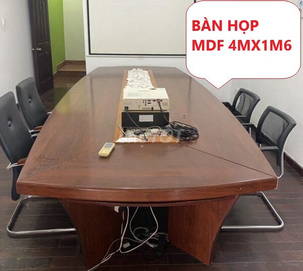 BÀN HỌP VĂN PHÒNG 4M, BÀN HỌP OVAL GỖ mdf CHỐNG ẨM