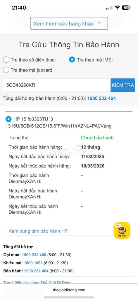 HP 15 fd0303TU i3 1315U 8GB/512GB. Mua bán Laptop tại Thị xã Mỹ Hào Hưng Yên được đăng bởi Tu Pro hình 1