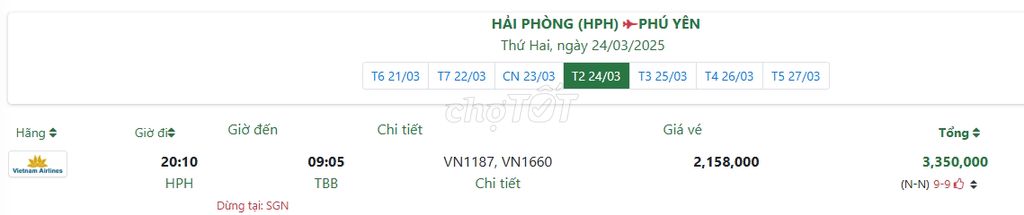 HẢI PHÒNG (HPH) PHÚ YÊN Thứ Hai, ngày 24/03/2025