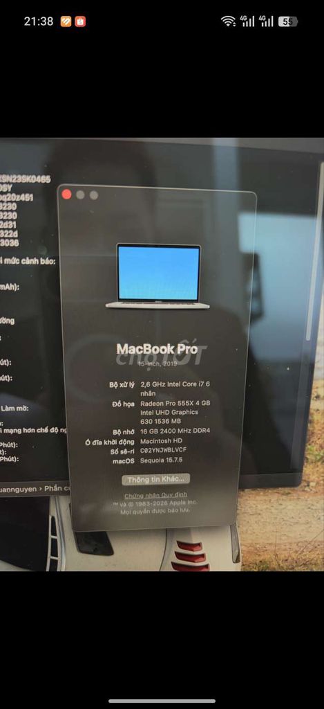 Apple MacBook Pro 15 inch i7 16GB/256GB. Mua bán Laptop tại Quận Tân Bình Tp Hồ Chí Minh được đăng bởi nguyễn quân hình 1