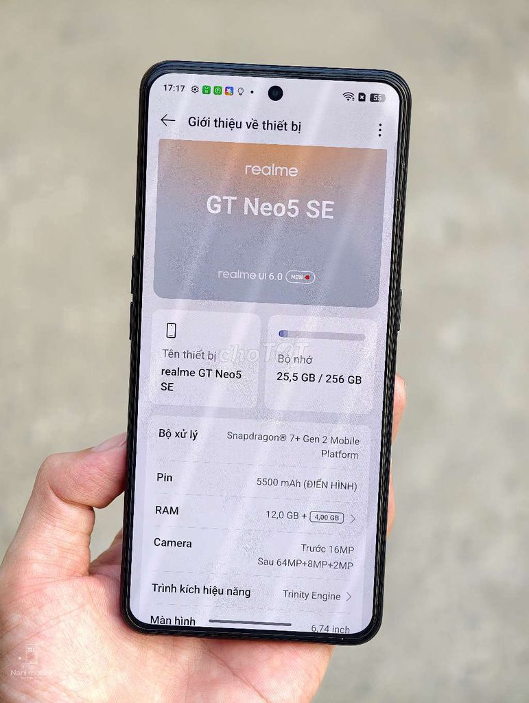 realme GT Neo5 SE 12/256GB Đen cũ có cấn pin 5500. Mua bán Điện thoại tại Thành phố Thủ Đức Tp Hồ Chí Minh được đăng bởi NANI MOBILE hình 1