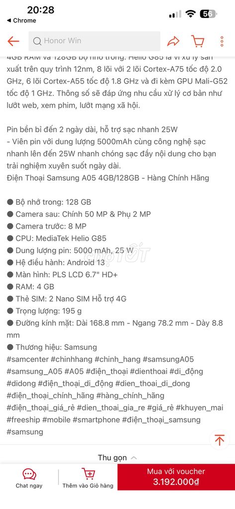 Samsung Galaxy A05 128GB Bạc. Mua bán Điện thoại tại Quận Liên Chiểu Đà Nẵng được đăng bởi Hoàng Nguyễn hình 1
