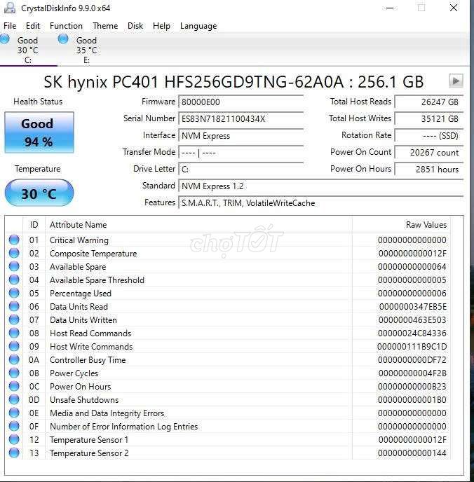 Ổ cứng SSD SK Hynix PC401 256GB. Mua bán Linh kiện (RAM, Card...) tại Huyện Đức Hòa Long An được đăng bởi Trần Trọng Phú hình 1