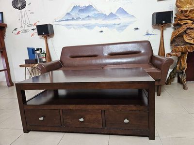 Bộ bàn gỗ thật và ghế Sofa chuẩn châu Âu