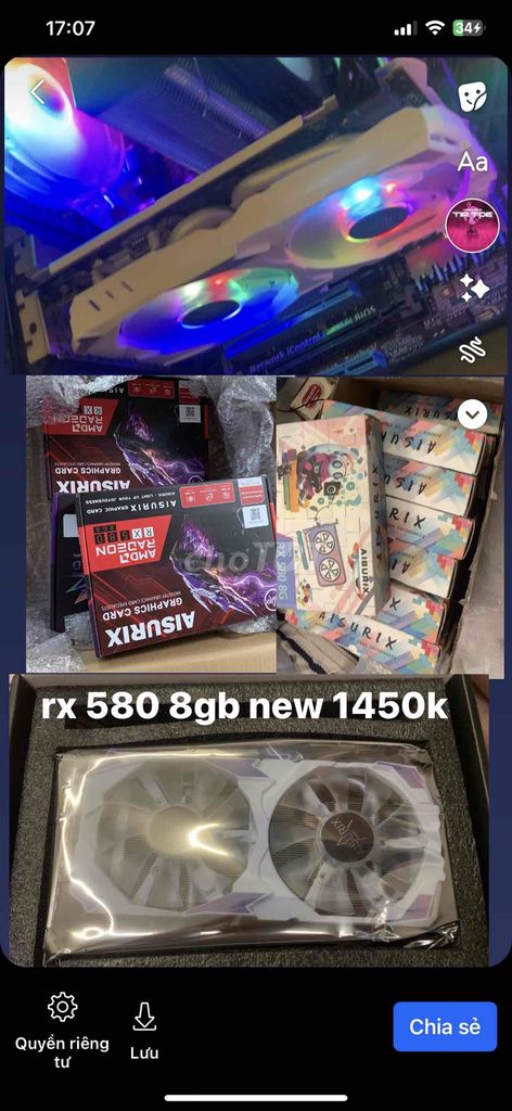 Vga RX 580 8gb new 100% full box nguyên seal