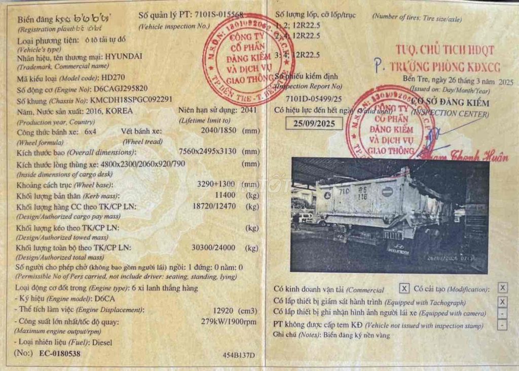 bán lô 5 xe ben HD270. Mua bán Xe tải, xe ben tại Huyện Mỏ Cày Bắc Bến Tre được đăng bởi CooShin hình 2