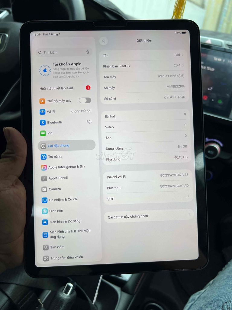 Apple iPad Air 5 64GB Xám. Mua bán Máy tính bảng tại Thành phố Thủ Đức Tp Hồ Chí Minh được đăng bởi boyzz hình 1