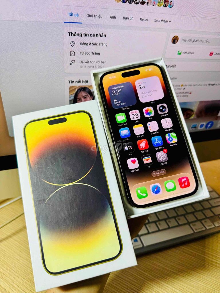 Apple iPhone 14 Pro 128GB Vàng. Mua bán Điện thoại tại Thành phố Sóc Trăng Sóc Trăng được đăng bởi Tàii Tâyy hình 1