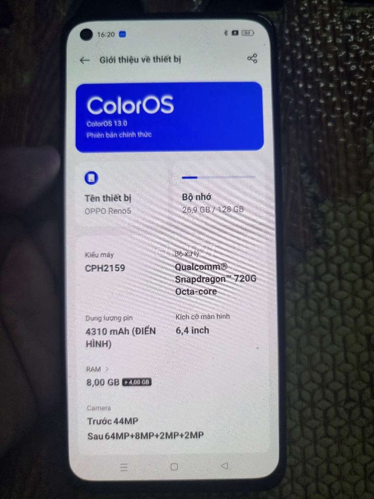 Oppo Reno 5 8/128 giao lưu/thu mua. Mua bán Điện thoại tại Huyện Thanh Trì Hà Nội được đăng bởi Vua điện thoại hình 1