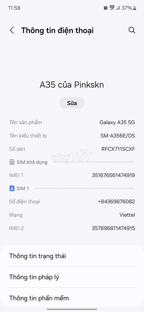 Galaxy a35 256GB SSVN còn bảo hành