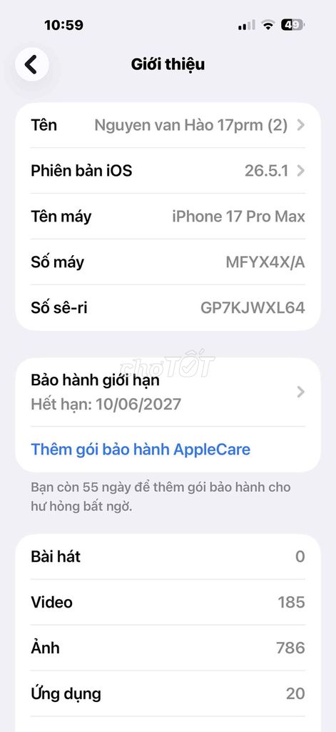 Apple iPhone 17 Pro Max 1TB Xanh 100%. Mua bán Điện thoại tại Huyện Đông Anh Hà Nội được đăng bởi Nguyễn Văn Hào hình 1