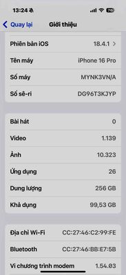điện thoại iphone 16 pro màu sa mạc 256G mới 99%