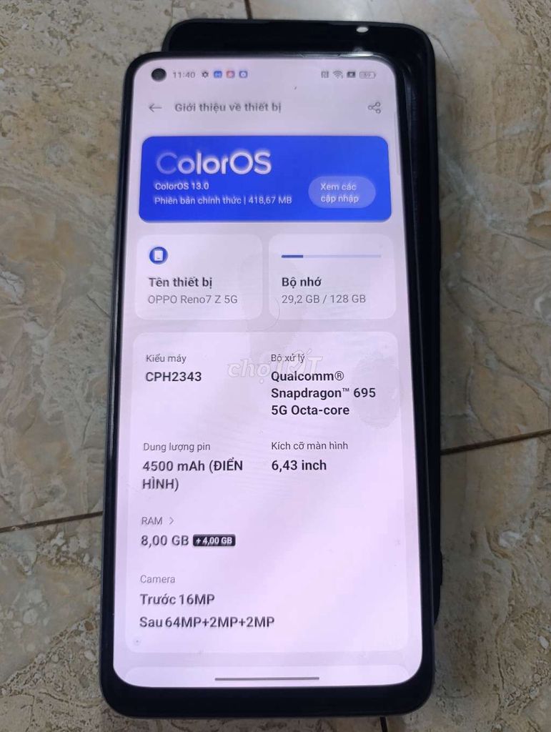 Oppo Reno7 Z 5G 128GB Đa sắc. Mua bán Điện thoại tại Quận Lê Chân Hải Phòng được đăng bởi Tien Duong hình 1