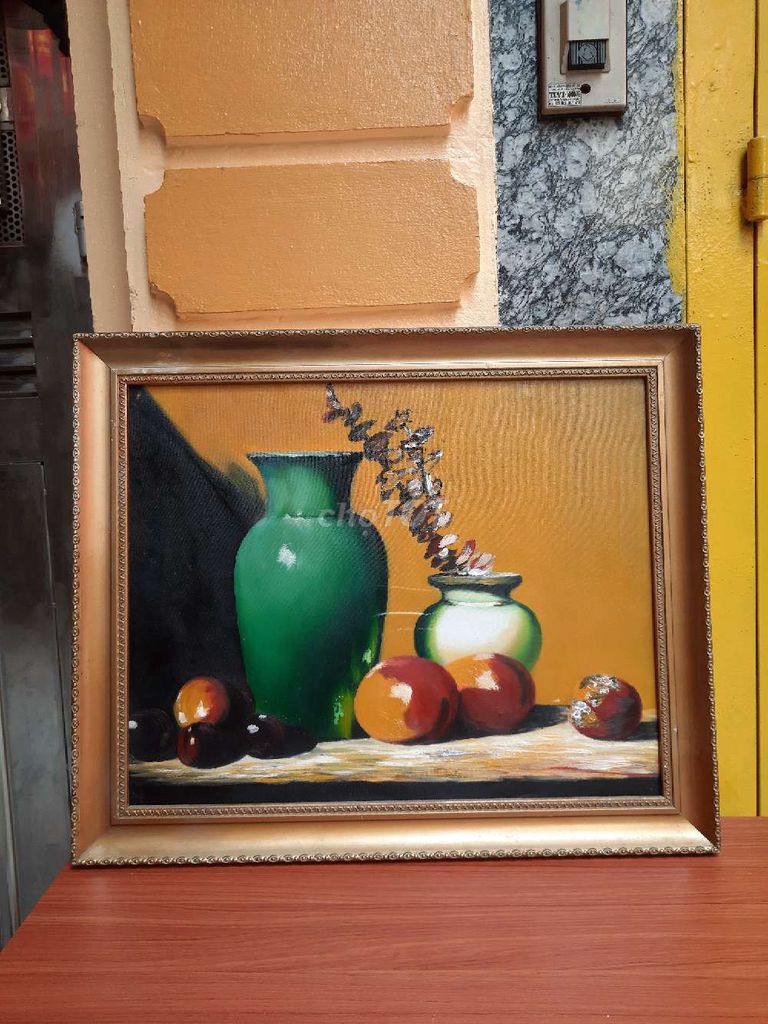 Tranh sơn dầu Tĩnh vật 52x43 cm. Mua bán Đồ sưu tầm, đồ cổ tại Quận Hoàng Mai Hà Nội được đăng bởi hoa mo hình 1