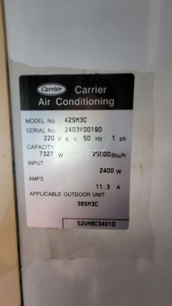 Điều hòa cây carrier. Bao sử dụng và mát.. Mua bán Máy lạnh, điều hoà tại Quận Cẩm Lệ Đà Nẵng được đăng bởi Hưng Chuyên Thuê hình 1