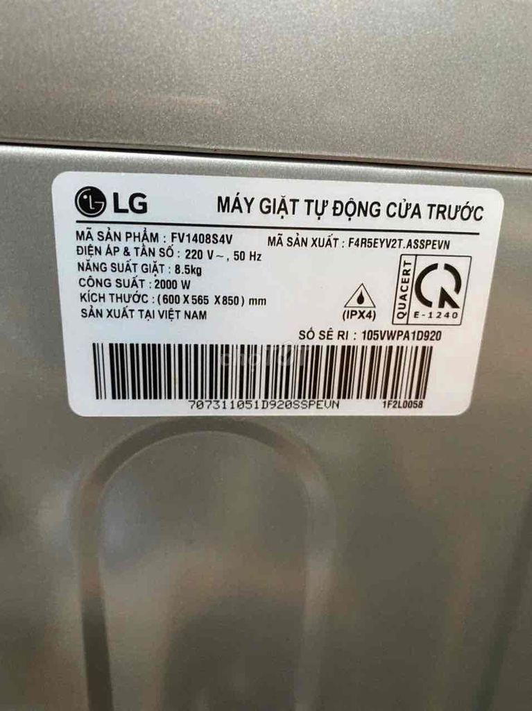 Máy giặt LG cửa ngang 8.5kg mới 97%