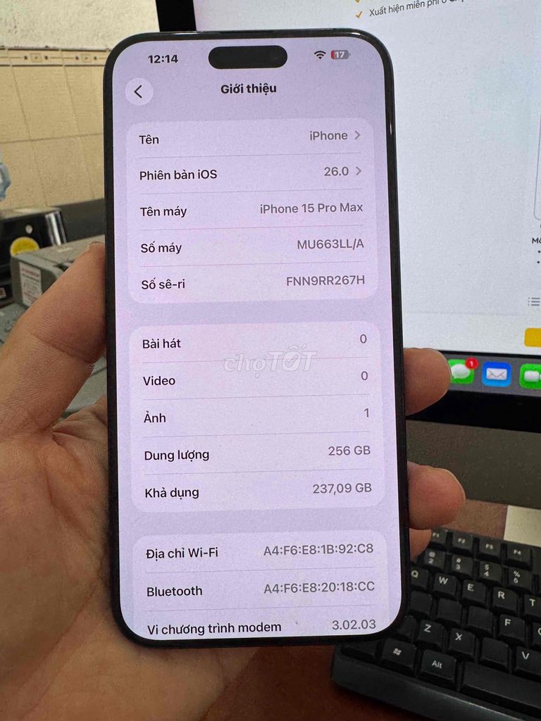 iPhone 15 Pro Max 256GB Xám 98%. Mua bán Điện thoại tại Quận 7 Tp Hồ Chí Minh được đăng bởi Cửa Hàng 162HTP hình 1
