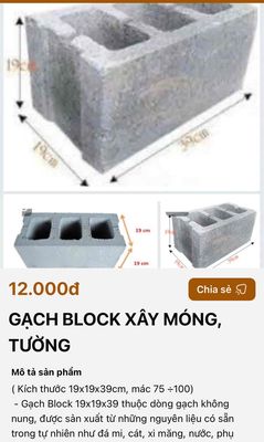 GẠCH BLOCK XÂY MÓNG, XÂY TƯỜNG 190*190*390mm. Mua bán Nội thất, đồ gia dụng khác tại Thành phố Đà Lạt Lâm Đồng được đăng bởi  DCN SÀI GÒN 