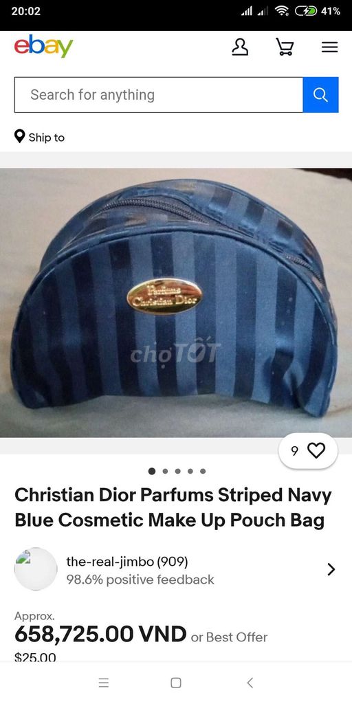 🇮🇹 Túi đựng mỹ phẩm Dior chính hãng Xanh navy, ship. Mua bán Túi xách tại Quận Ninh Kiều Cần Thơ được đăng bởi Shop Tứ Quí hình 1