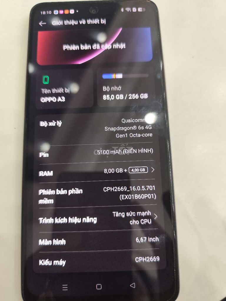 OPPO A3 Đen 8G-256GB. Mua bán Điện thoại tại Quận 3 Tp Hồ Chí Minh được đăng bởi Hoàng Nam hình 1