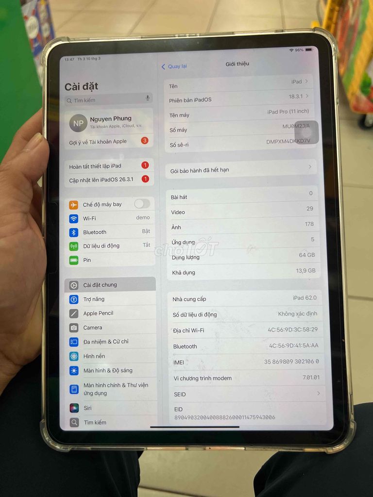 Apple iPad Pro 11 inch 64GB. Mua bán Máy tính bảng tại Thành phố Thủ Đức Tp Hồ Chí Minh được đăng bởi Phung hình 1