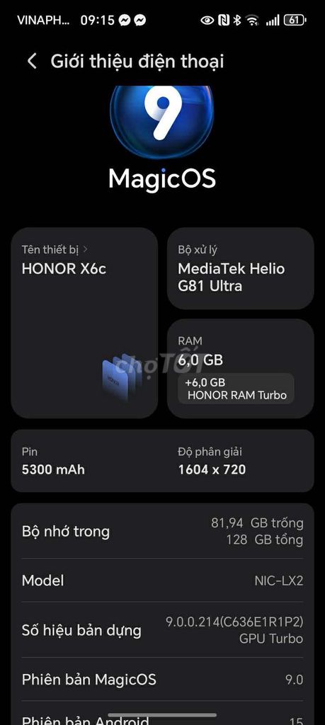 HONOR X6c 128GB Đen 6GB. Mua bán Điện thoại tại Huyện Văn Giang Hưng Yên được đăng bởi Long Phạm hình 1