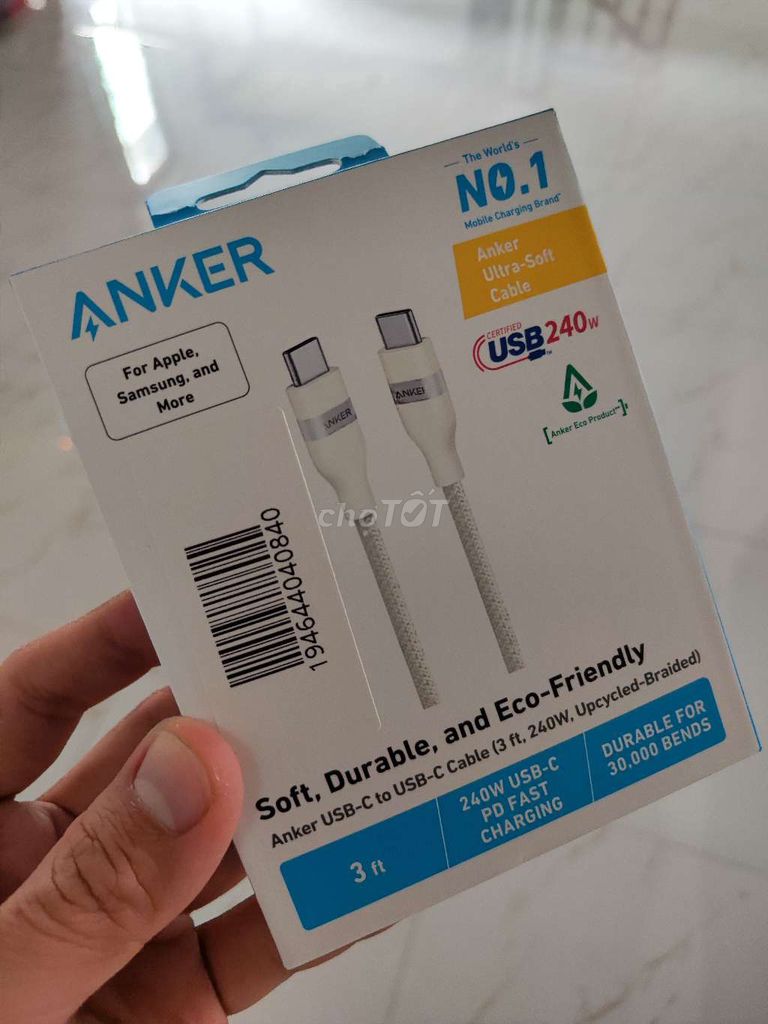 Cáp C to C Anker Nano 240w siêu mềm