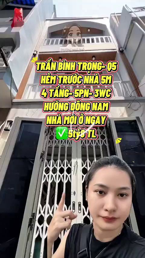 Bán nhà hẻm 5m Trần Bình Trọng Q5, 4 tầng, 5.8 tỷ