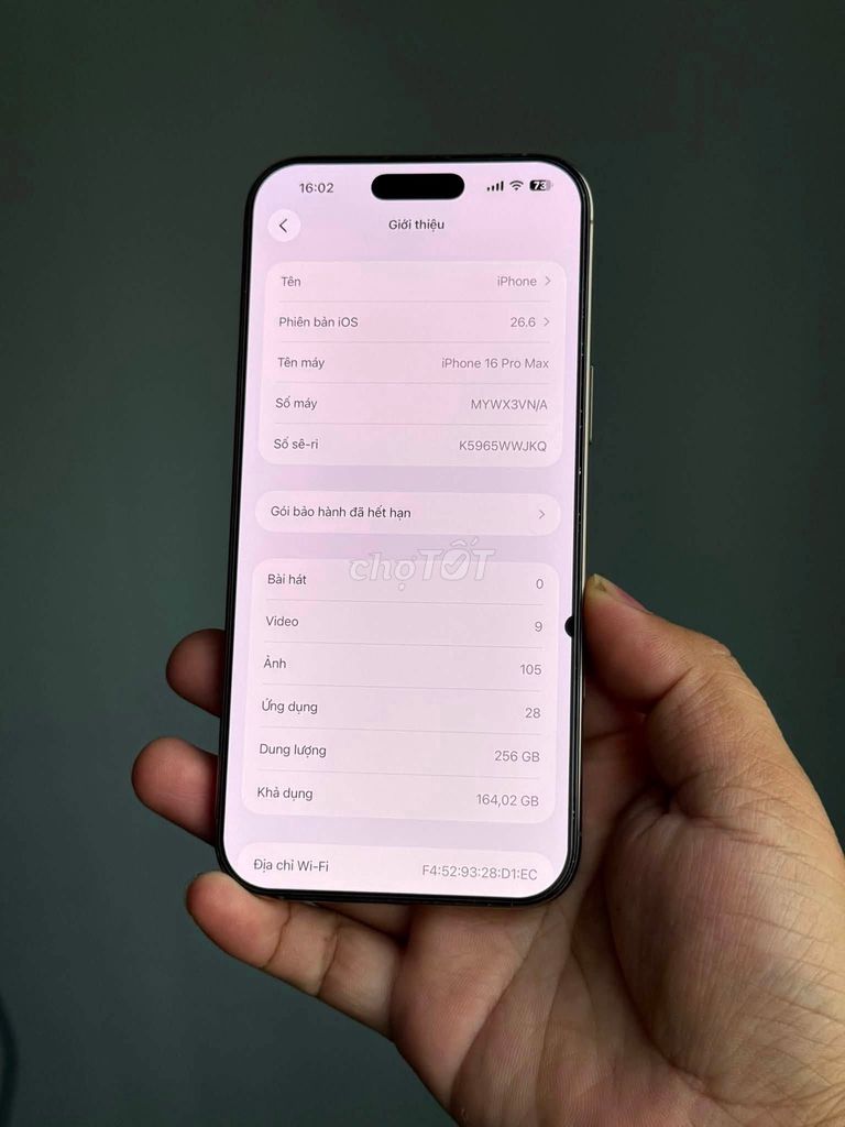 Apple iPhone 16 Pro Max 256GB Sa mạc. Mua bán Điện thoại tại Quận 12 Tp Hồ Chí Minh được đăng bởi Hội Đồ Điện Tử hình 1