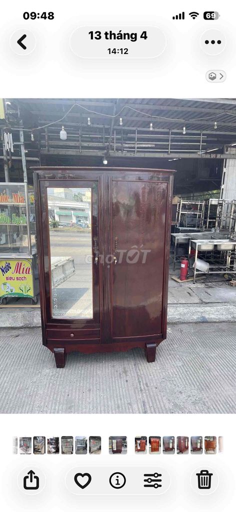 Tủ quần áo gỗ 1m x 2m. Mua bán Tủ, kệ gia đình tại Quận Cái Răng Cần Thơ được đăng bởi Đồ củ minh trí hình 1
