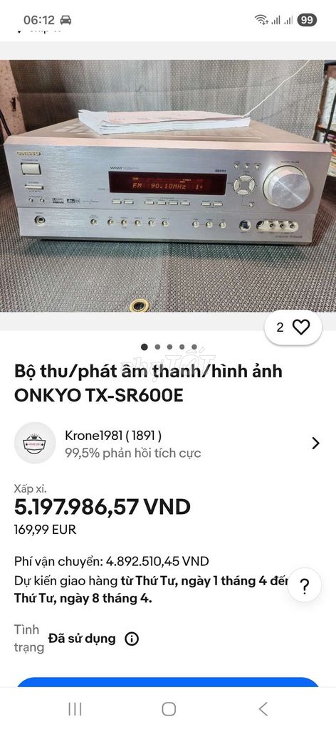 Ampli Onkyo TX-SR600E Bạc. Mua bán Tivi, Âm thanh tại Quận 4 Tp Hồ Chí Minh được đăng bởi ROMA hình 1