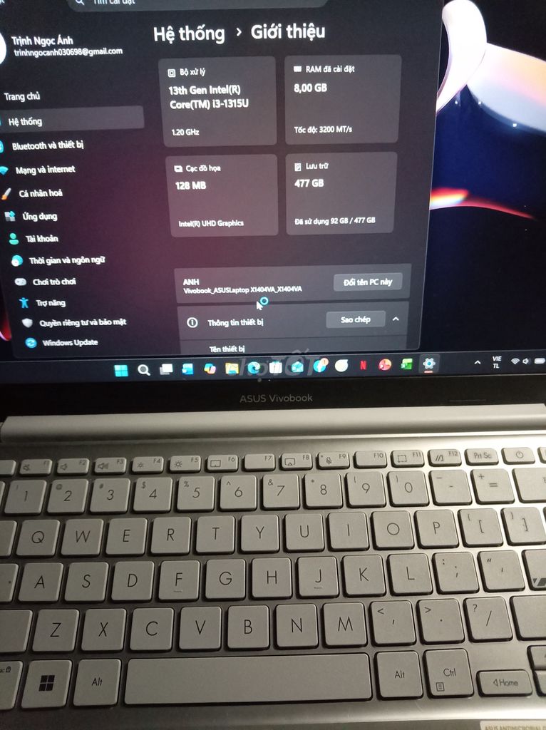 Asus Vivobook i3-1315U 8GB/477GB Xám. Mua bán Laptop tại Quận Hà Đông Hà Nội được đăng bởi Trịnh Ngọc Ánh hình 4