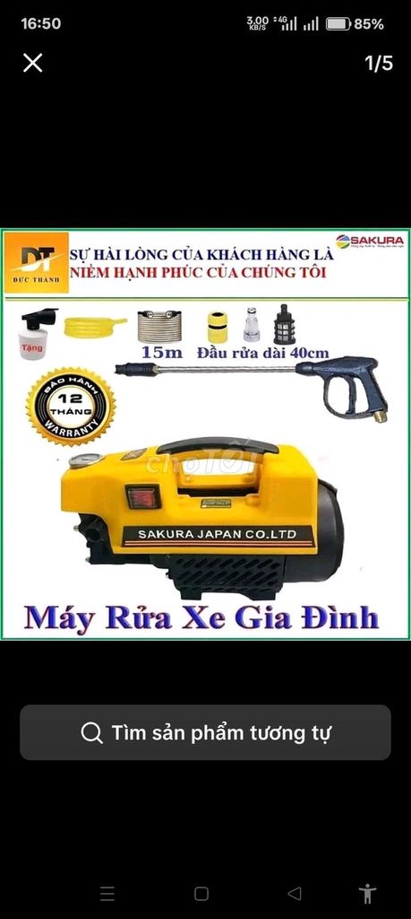 Máy rửa xe Sakura Gia Đình Vàng. Mua bán Đồ chuyên dụng, Giống nuôi trồng tại Quận Hoàn Kiếm Hà Nội được đăng bởi Cường Lý hình 1