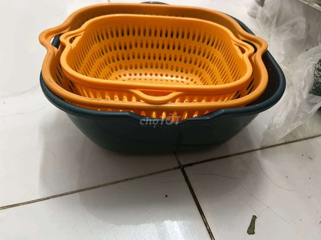 Rổ chậu nhựa cam xanh Bộ 3. Mua bán Dụng cụ nhà bếp tại Quận Thanh Xuân Hà Nội được đăng bởi Thanh Thảo hình 1
