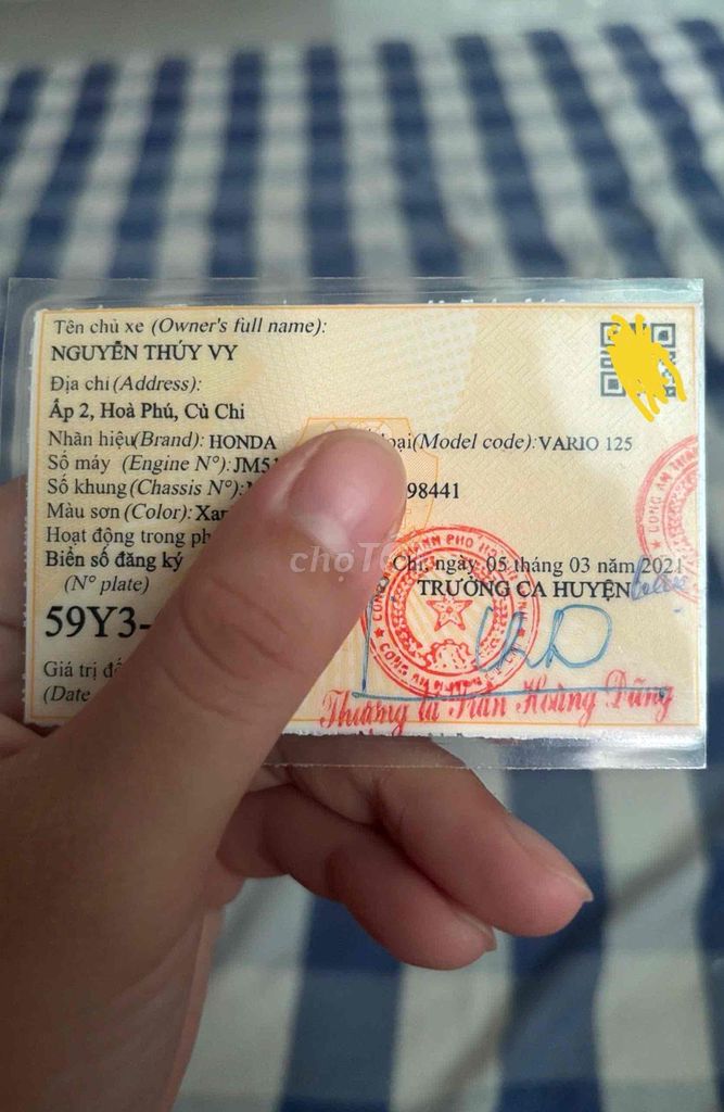 Xe Zin Xe Ít Lưu Thông, Xe Vario 125 Đời 2021. Mua bán Xe máy tại Huyện Củ Chi Tp Hồ Chí Minh được đăng bởi Vyy Vyy hình 6