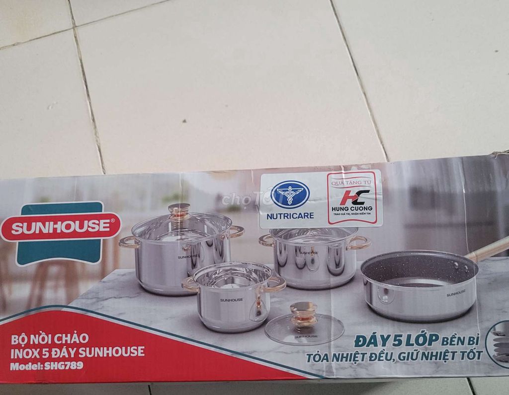 Bộ nồi chảo SUNHOUSE SHG789 Inox. Mua bán Dụng cụ nhà bếp tại Quận Liên Chiểu Đà Nẵng được đăng bởi Phước hình 1