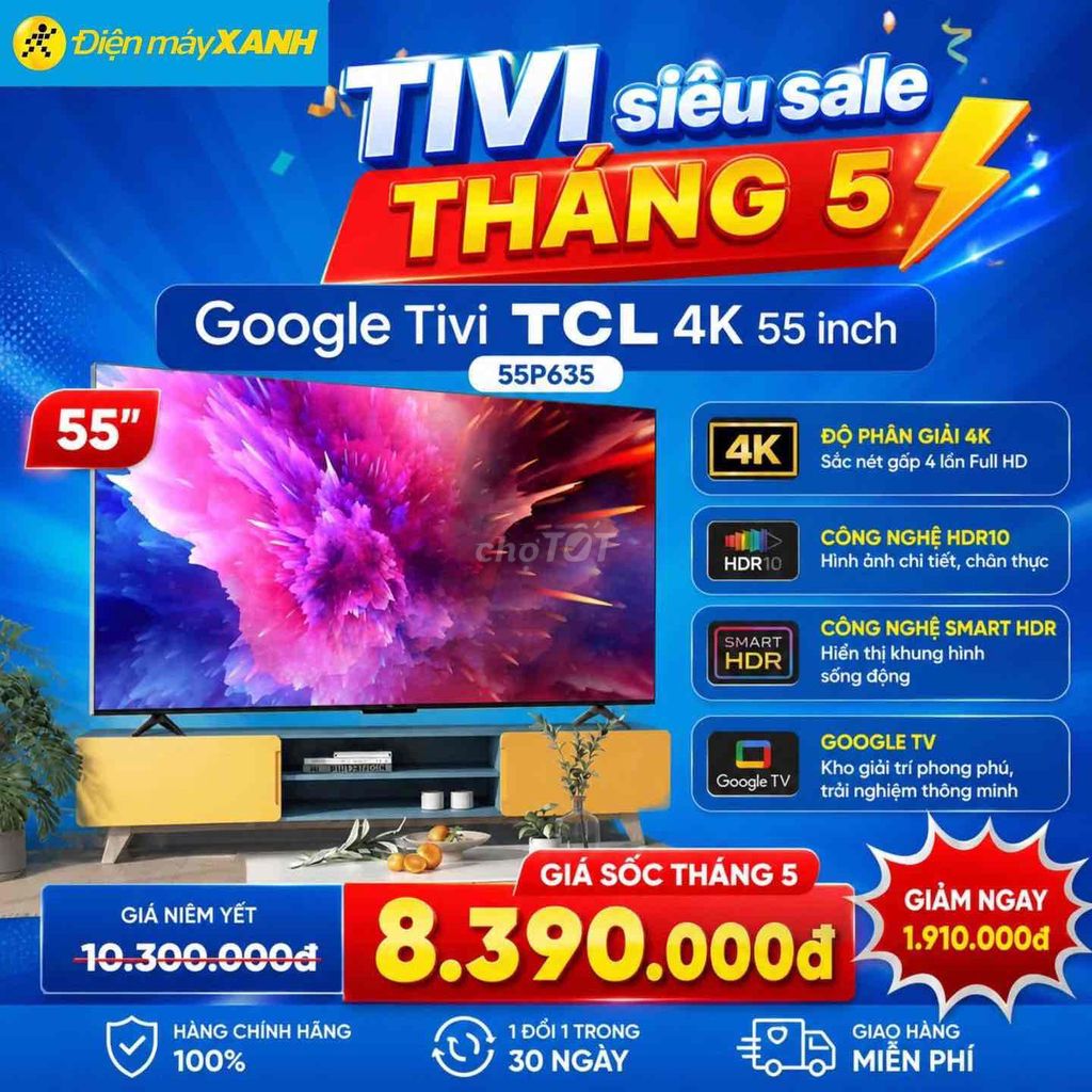 Tivi TCL 55P635. Mua bán Tivi, Âm thanh tại Quận Liên Chiểu Đà Nẵng được đăng bởi ĐIỆN MÁY XANH HOÀ KHÁNH BẮC hình 1