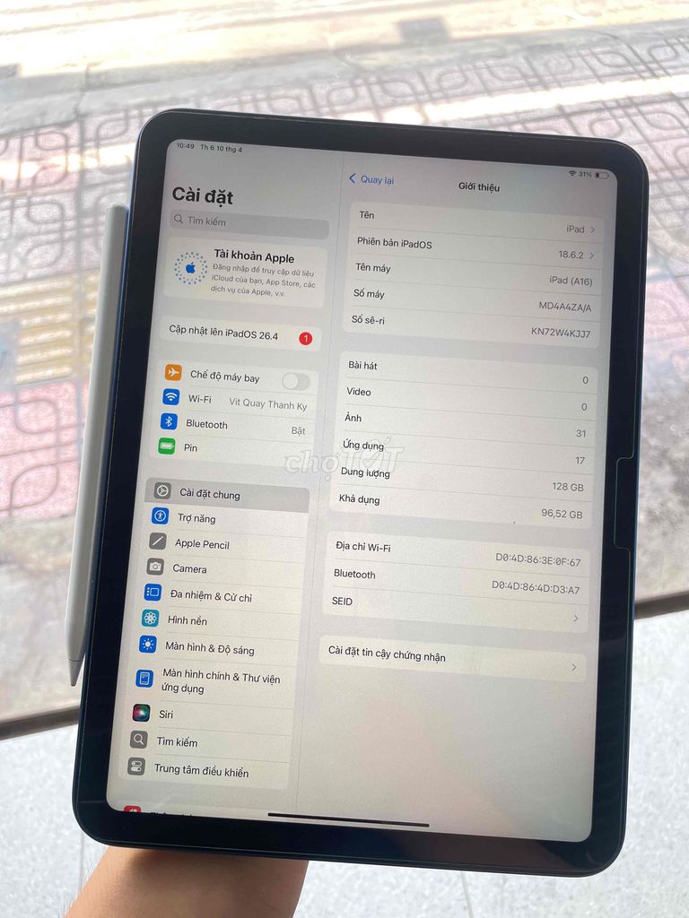 Apple iPad (A16) 128GB Xanh 99%. Mua bán Máy tính bảng tại Quận 7 Tp Hồ Chí Minh được đăng bởi Trần Hoàng hình 1