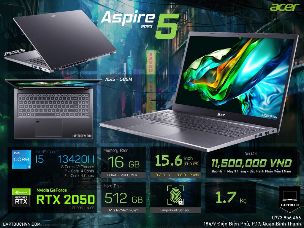 Acer Aspire 5 A515-58GM [ RTX 2050 ]. Mua bán Laptop tại Quận Bình Thạnh Tp Hồ Chí Minh được đăng bởi Cửa Hàng Máy Tính Laptouch VN hình 1