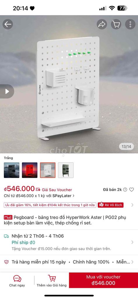 Bảng treo đồ HyperWork Aster PG02 Thép Trắng. Mua bán Đồ dùng văn phòng tại Quận Đống Đa Hà Nội được đăng bởi Đặng Anh Thư hình 1