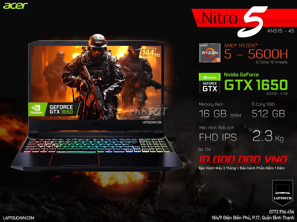 Acer Nitro 5 Eagle AN515 - 45 [ GTX 1650 ]. Mua bán Laptop tại Quận Bình Thạnh Tp Hồ Chí Minh được đăng bởi Cửa Hàng Máy Tính Laptouch VN hình 1