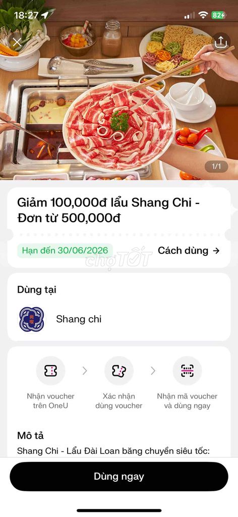 Voucher Shang Chi 100.000đ. Mua bán Đồ ăn, thực phẩm và các loại khác tại Quận Ba Đình Hà Nội được đăng bởi Thuý Vy hình 1