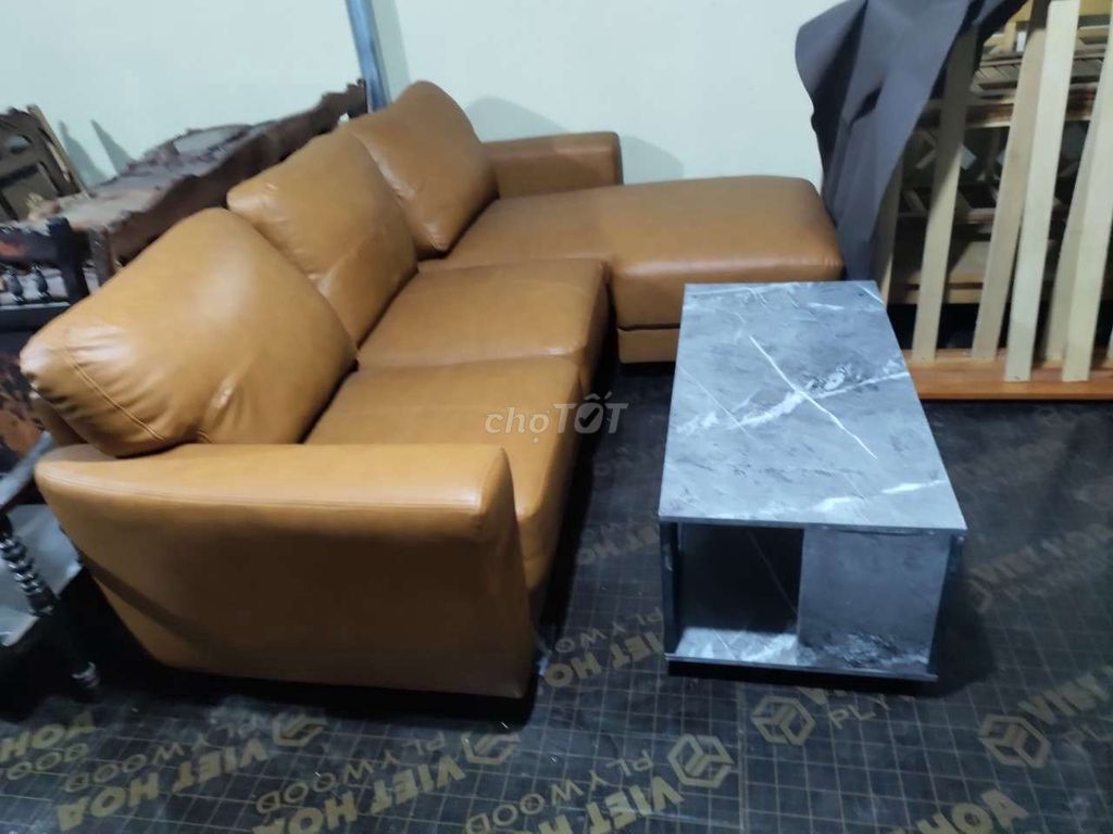 bộ bàn sofa da hàng mới chưa sử dụng