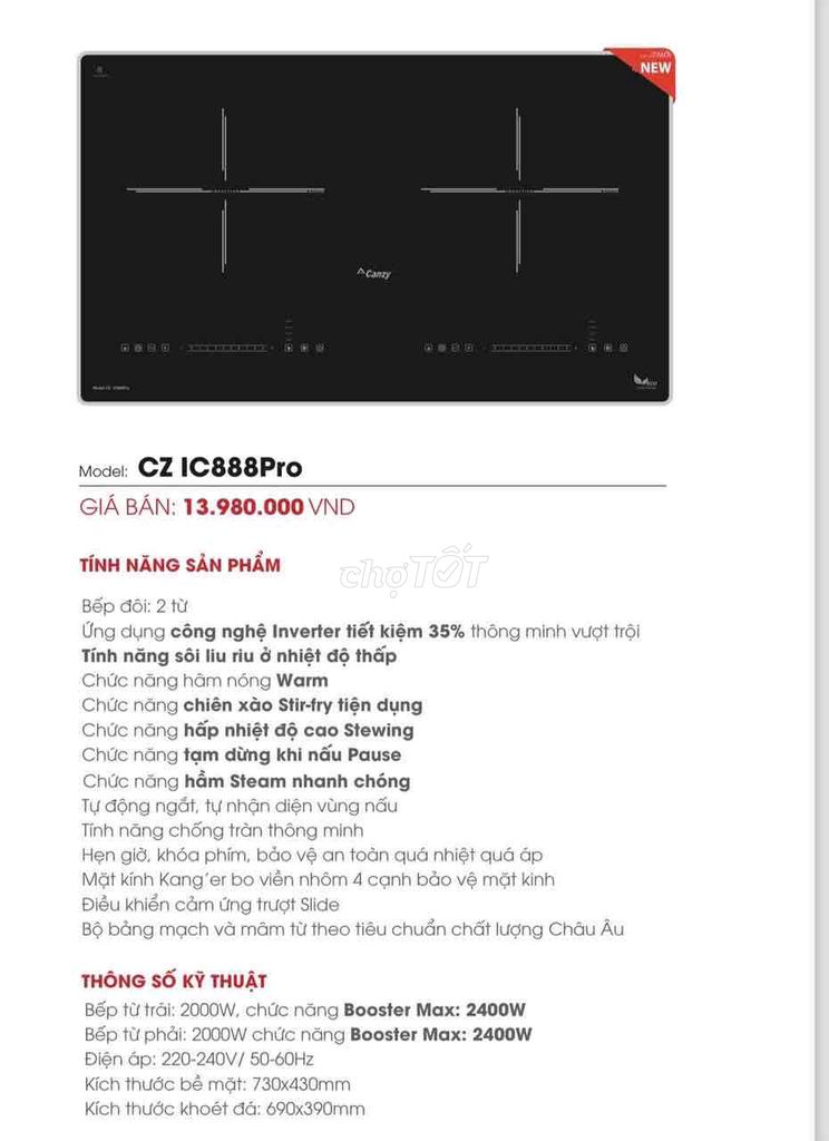 Bếp từ Canzy888PRO mới được tặng cần bán thanh lý