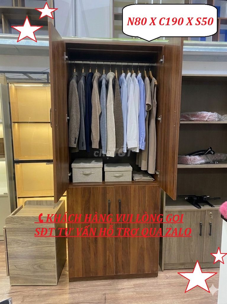 SALE TỦ ÁO 80X190X50CM MÀU NÂU ĐỎ VÂN GỖ . Mua bán Tủ, kệ gia đình tại Quận Tân Bình Tp Hồ Chí Minh được đăng bởi Nội Thất Tủ Kệ Trưng Bày hình 1