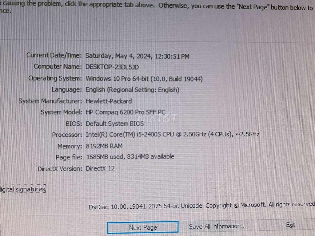 Bộ PC máy bộ HP Core i5 Ram 8G SSD 120G màn 19
