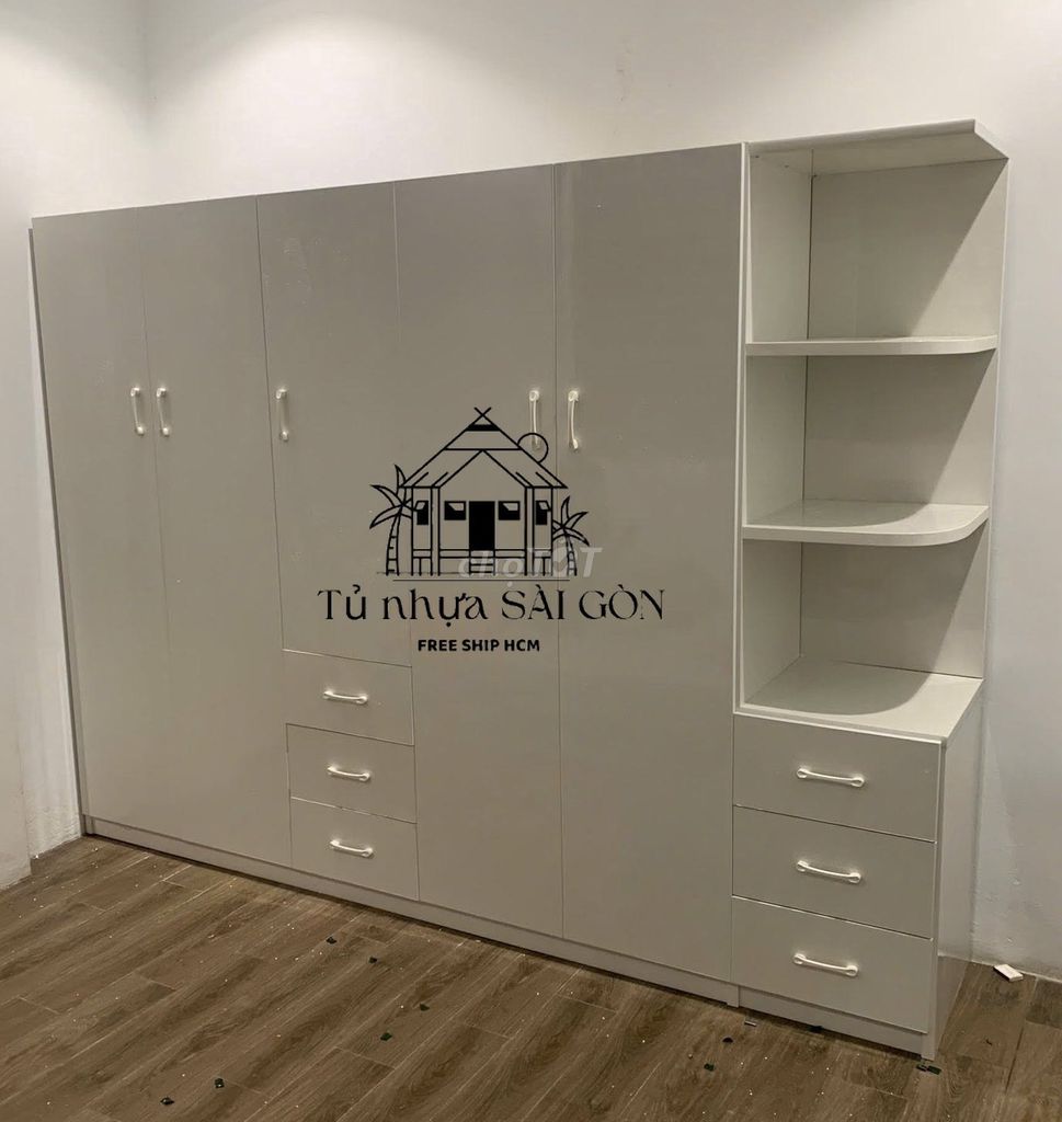Tủ quần áo Nhựa Đài Loan Trắng 1m8x2m25x45cm. Mua bán Tủ, kệ gia đình tại Quận 8 Tp Hồ Chí Minh được đăng bởi Cửa Hàng Nội Thất hình 1